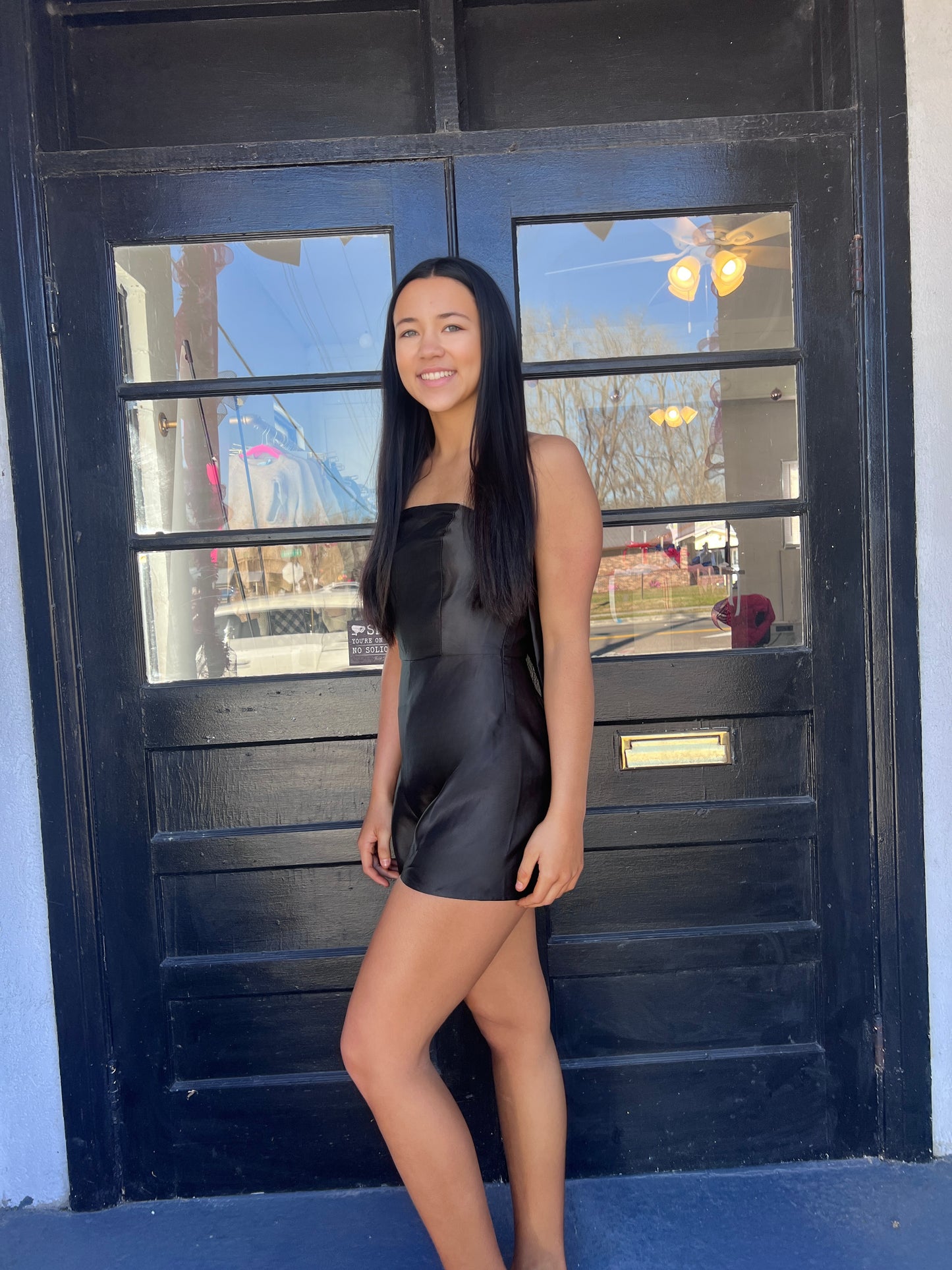 Black bow romper
