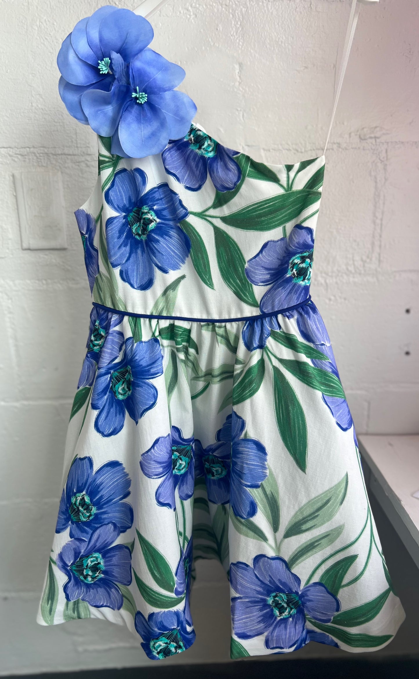 Blooming one shoulder linen dress