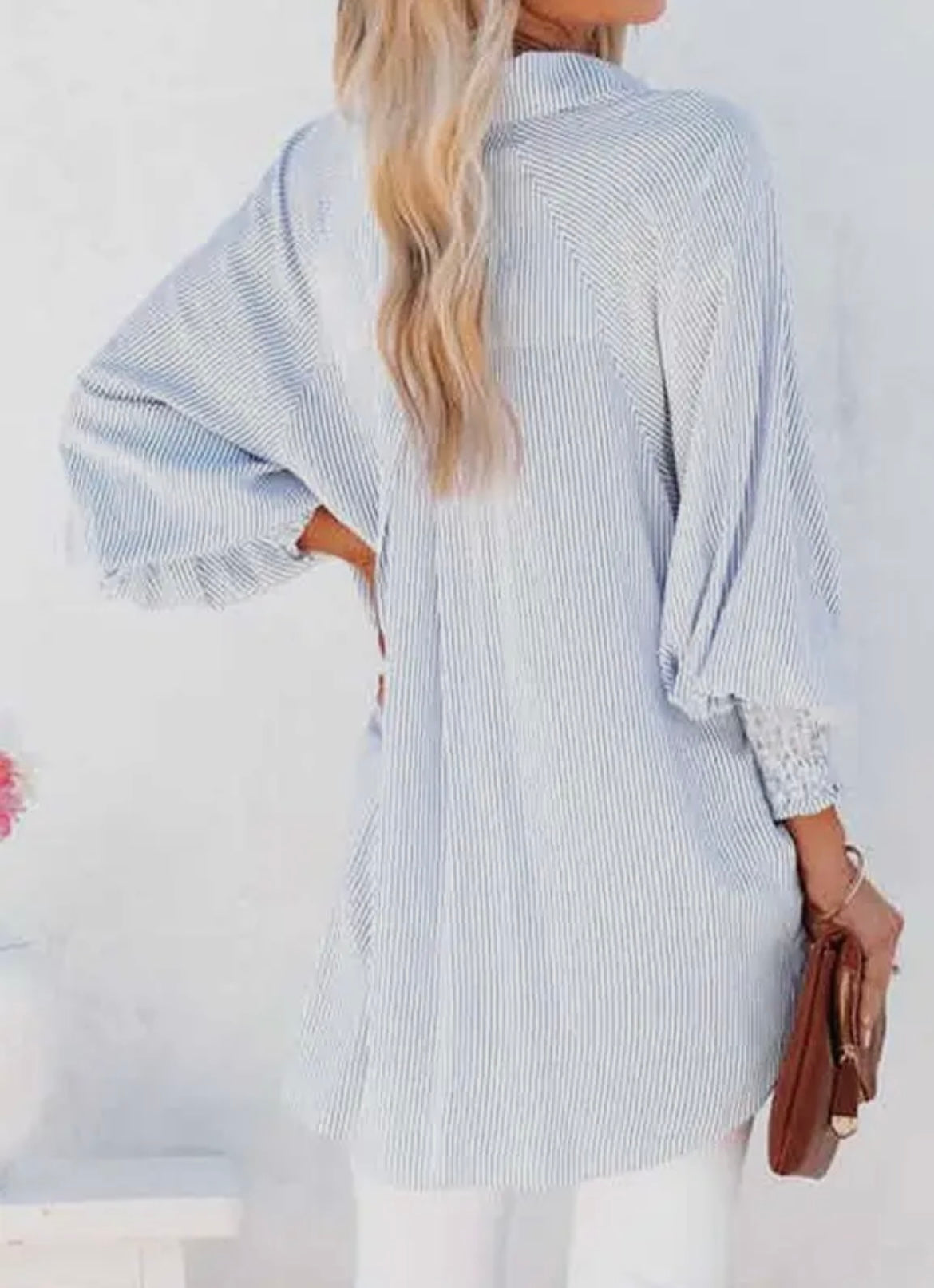 Smocked boyfriend shirt