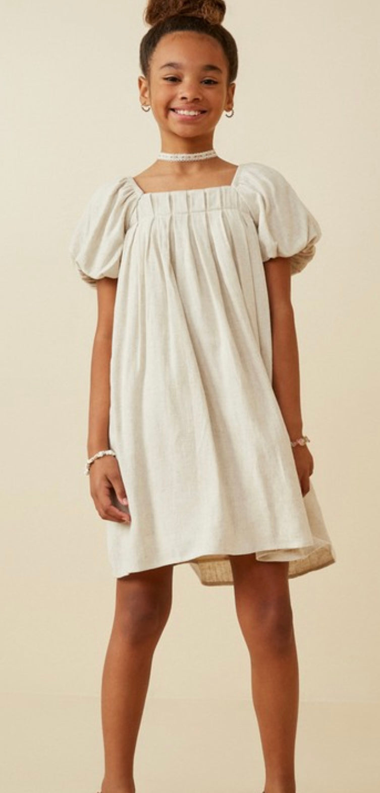 Perfect Puff Sleeve Box Pleat Dress
