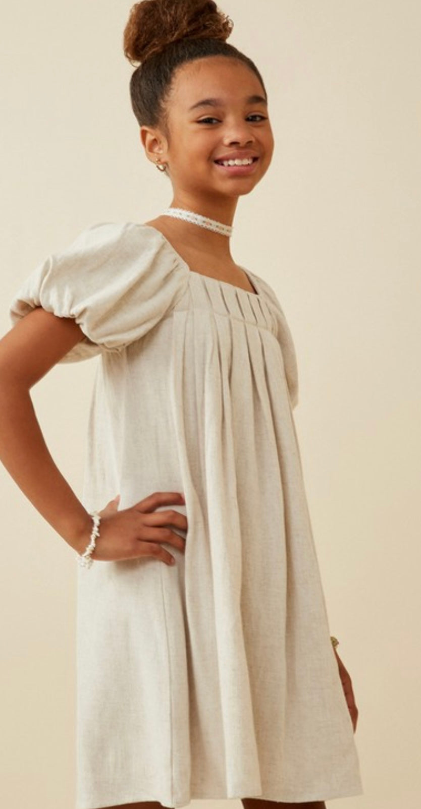 Perfect Puff Sleeve Box Pleat Dress