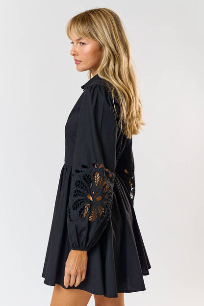 EMBROIDERED FLORAL BUTTONUP DRESS