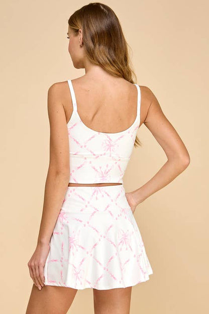 Motion Ribbon Print V Neckline Tank Top