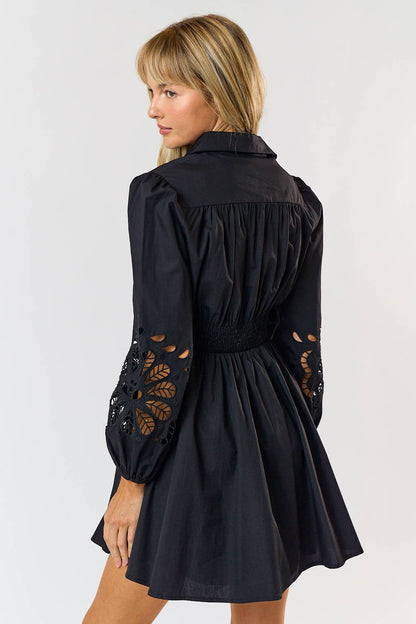 EMBROIDERED FLORAL BUTTONUP DRESS