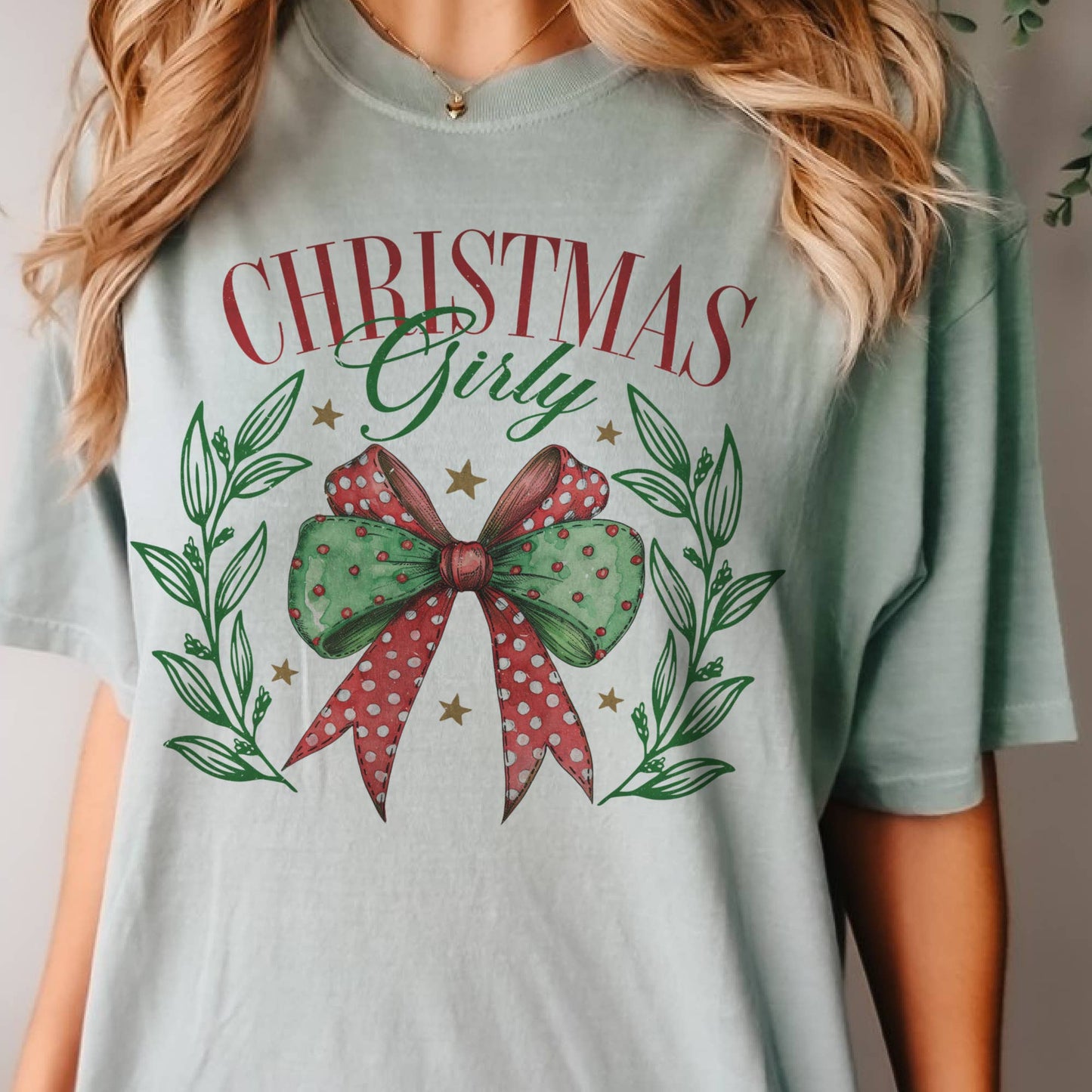 Christmas Girly Bow Tee