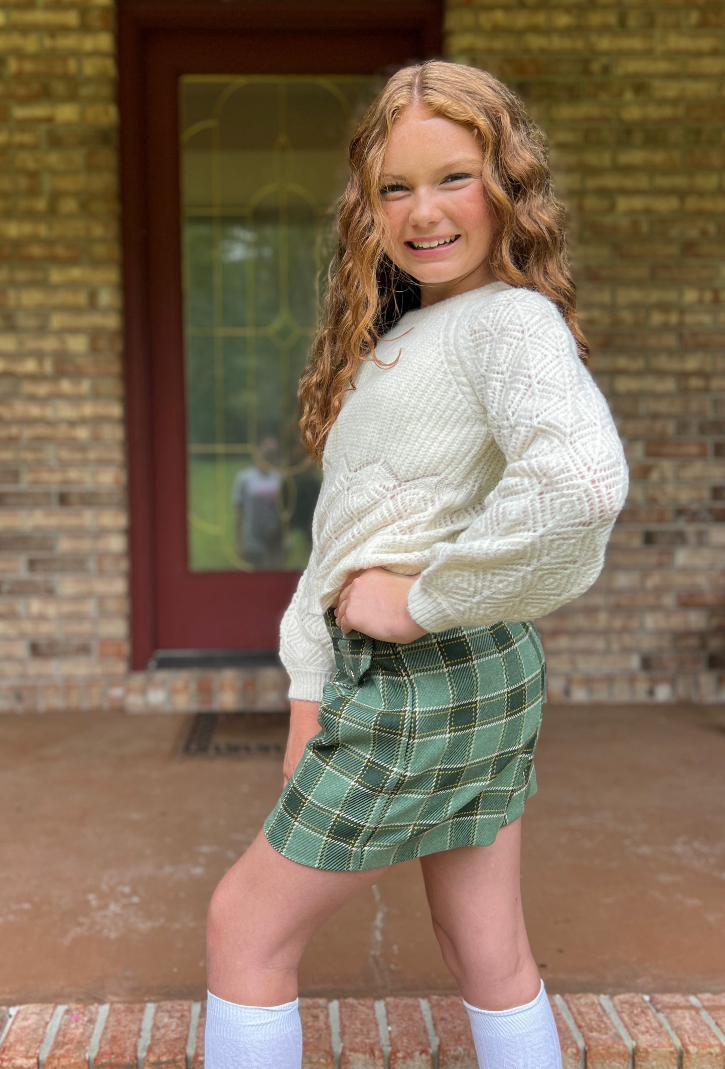 Green plaid short