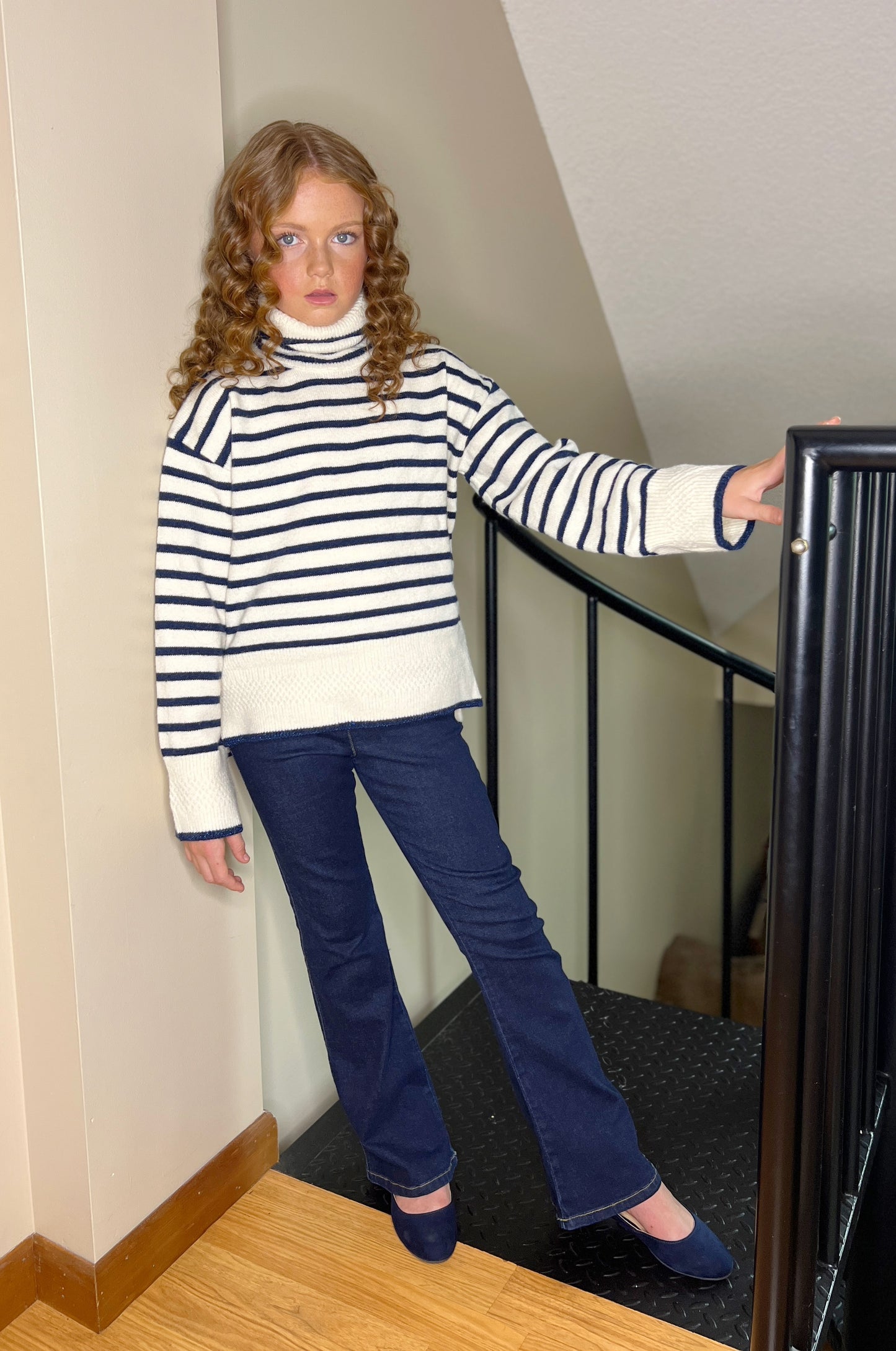 Striped navy knit sweater