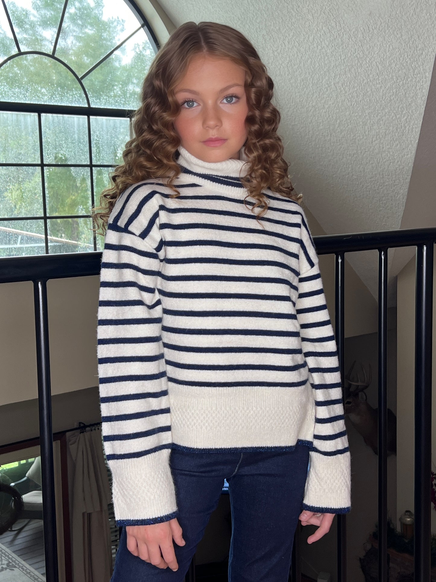 Striped navy knit sweater