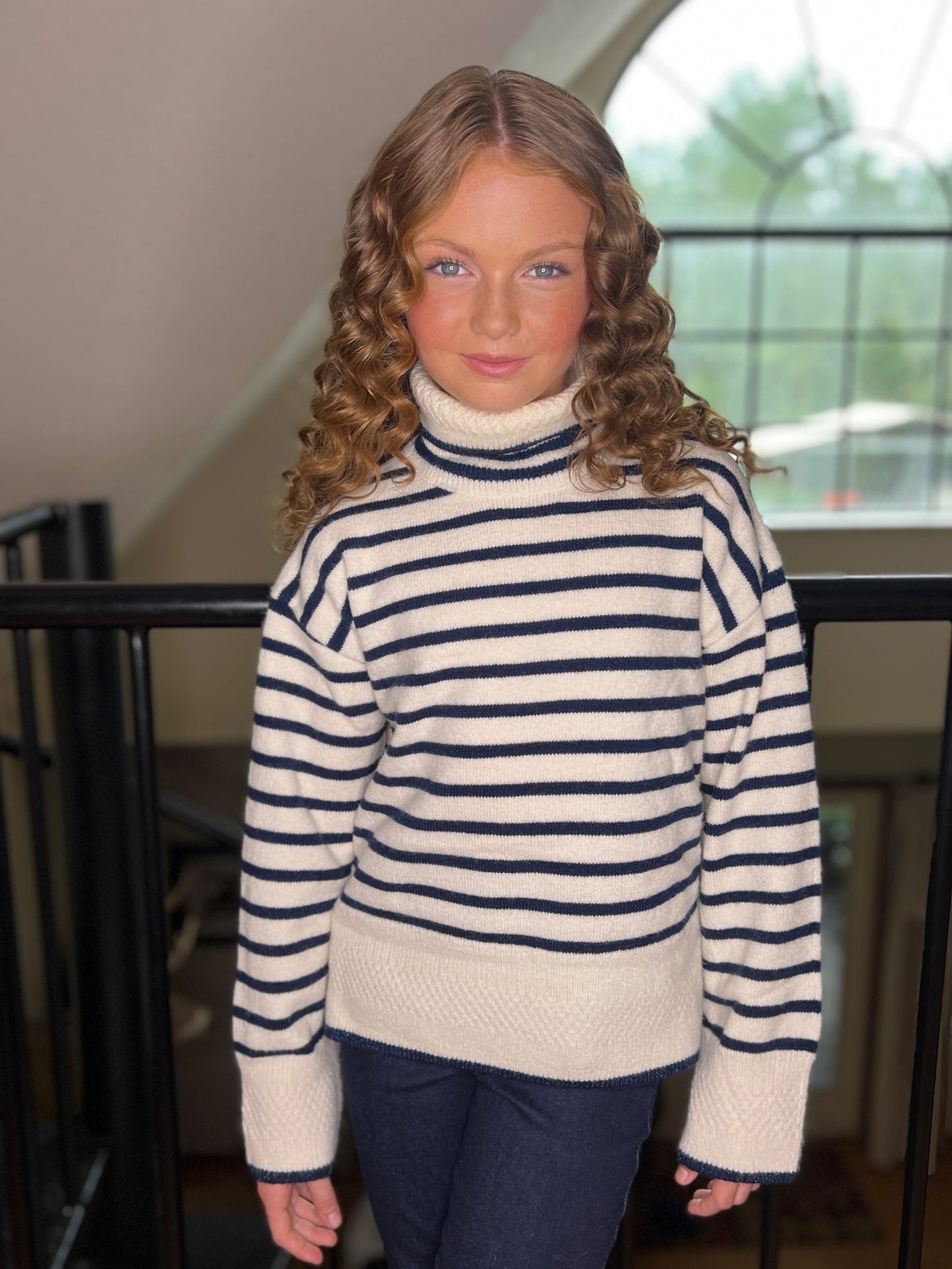 Striped navy knit sweater