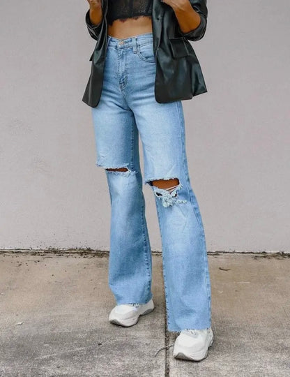 Ripped wide leg jeans