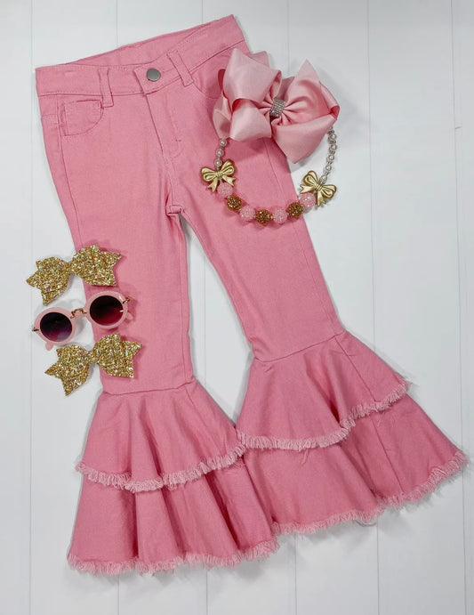 Pink ruffle jeans