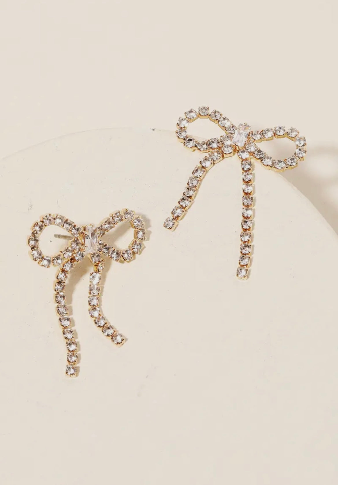 Rhinestone ribbon earrings