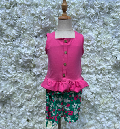 Hot Pink Floral shorts set