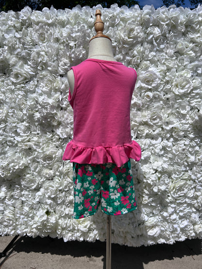 Hot Pink Floral shorts set