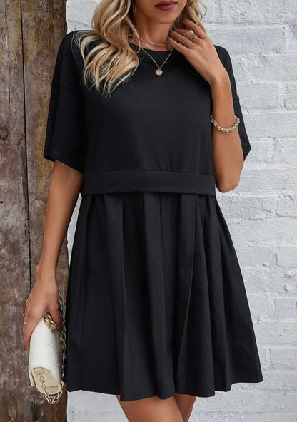 Short sleeve panel dress