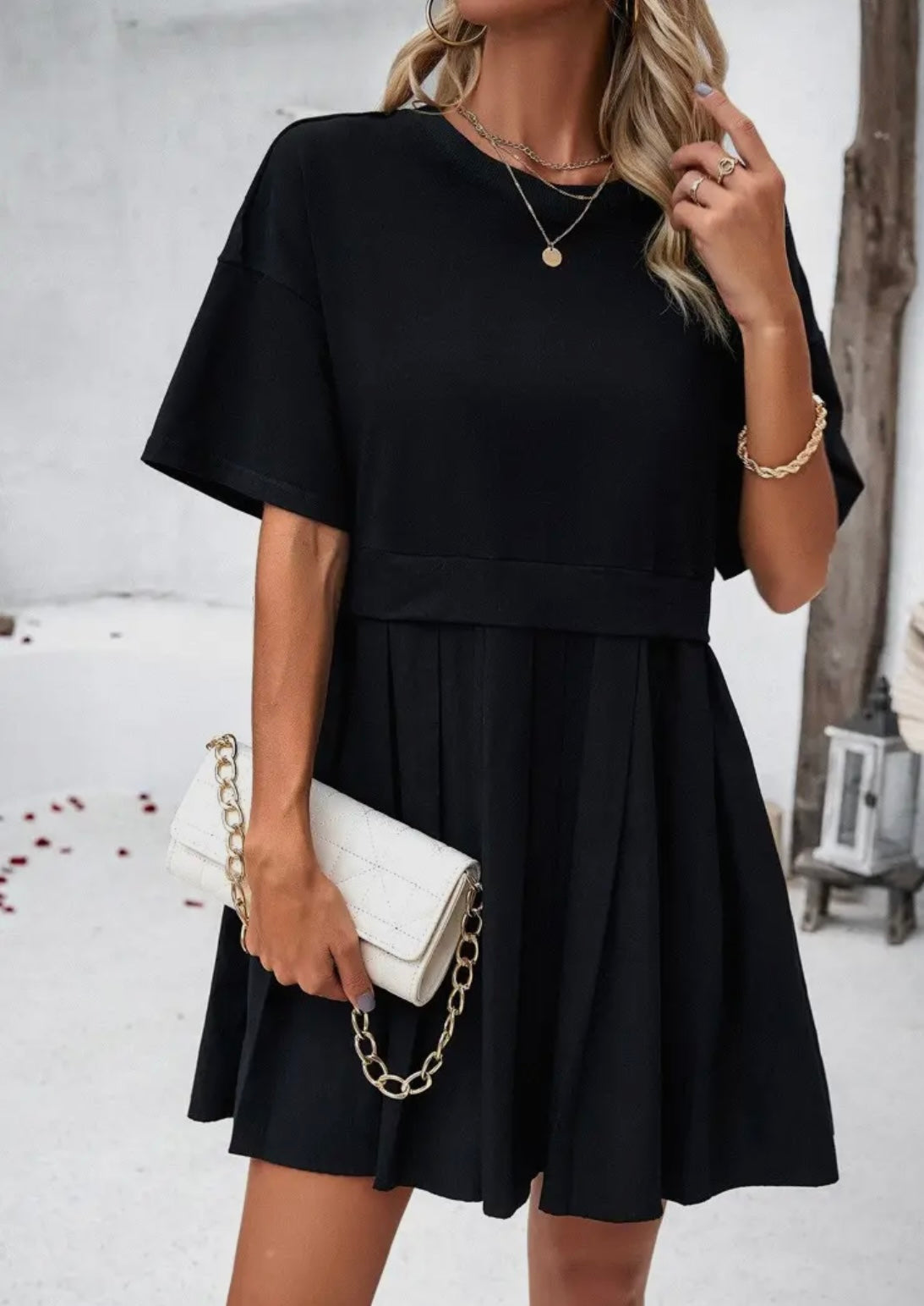 Short sleeve panel dress