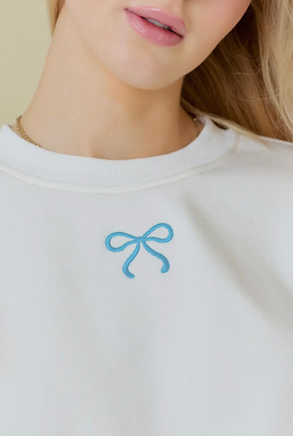 Blue bow sweat shirt