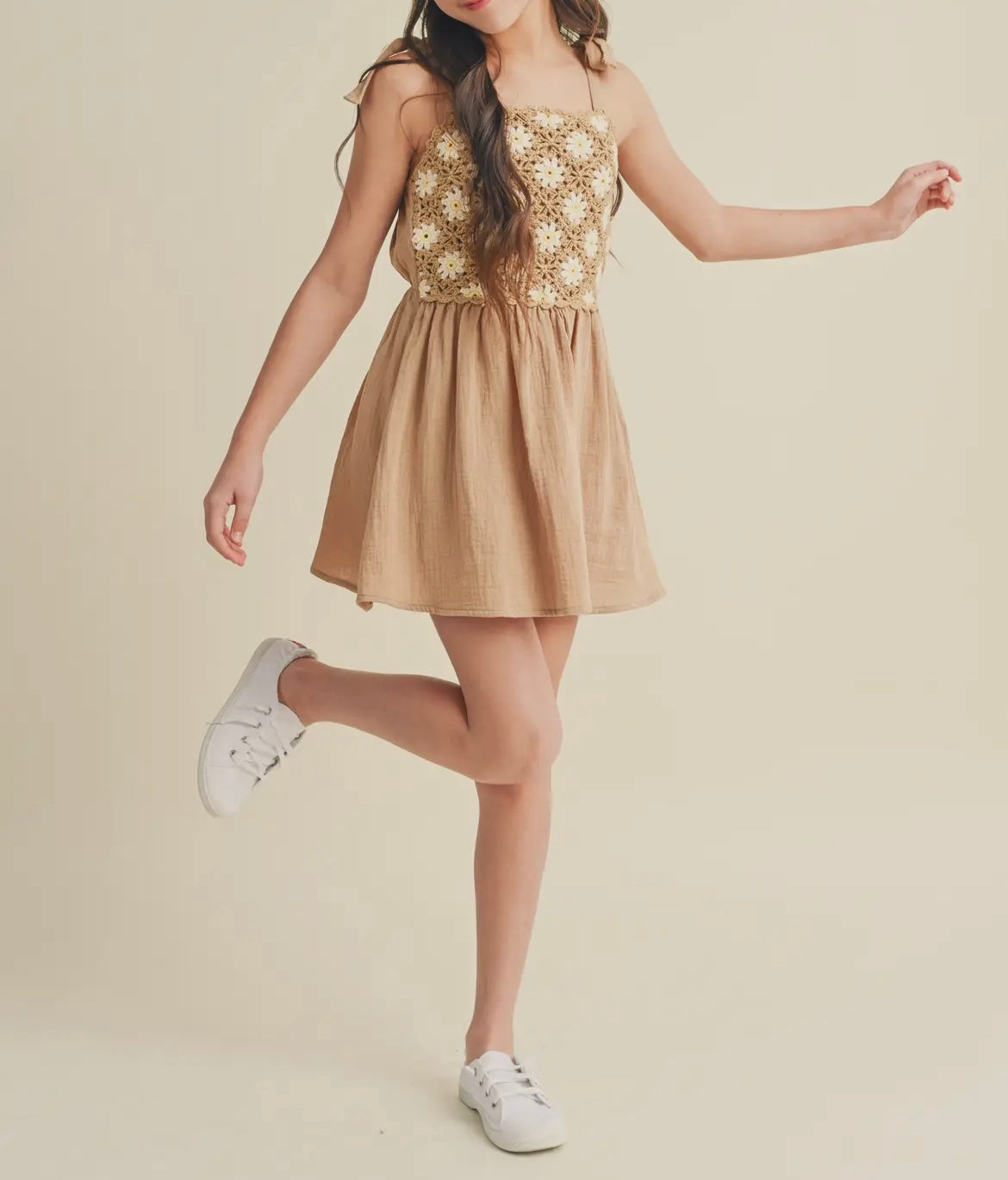 Tween girl crochet mini dress