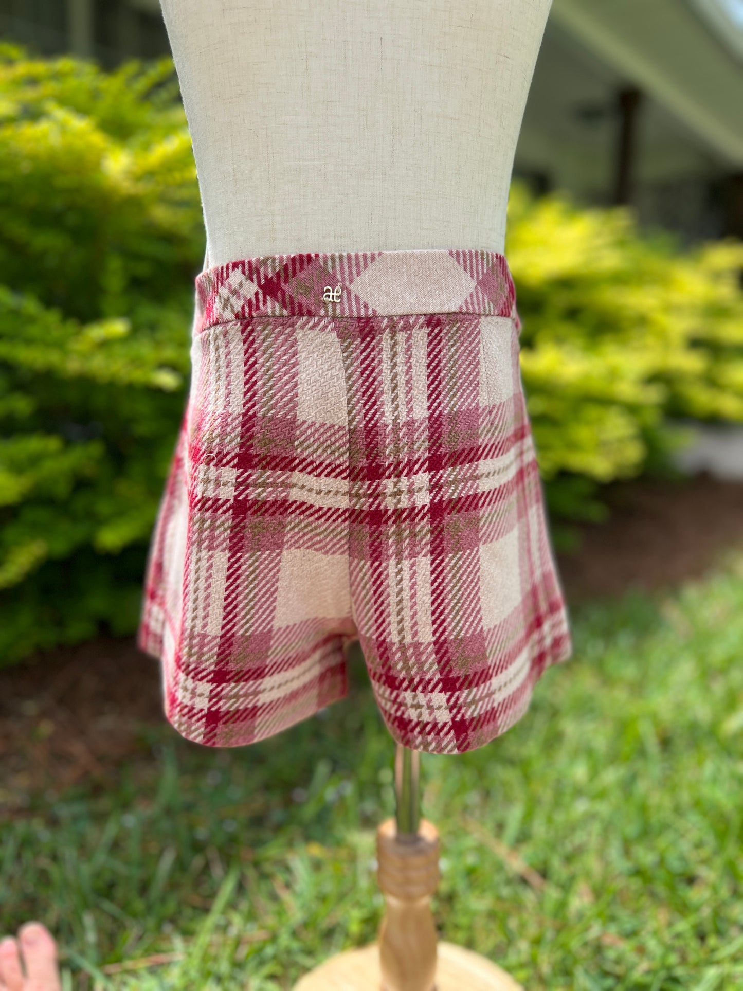 Raspberry plaid shorts