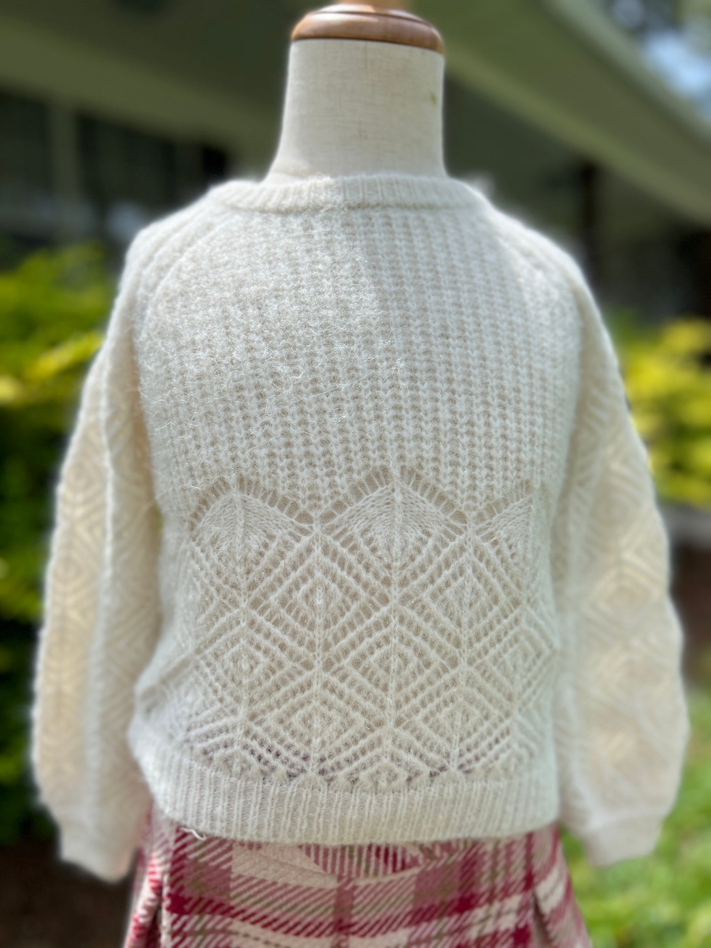 Oatmeal openwork knit sweater