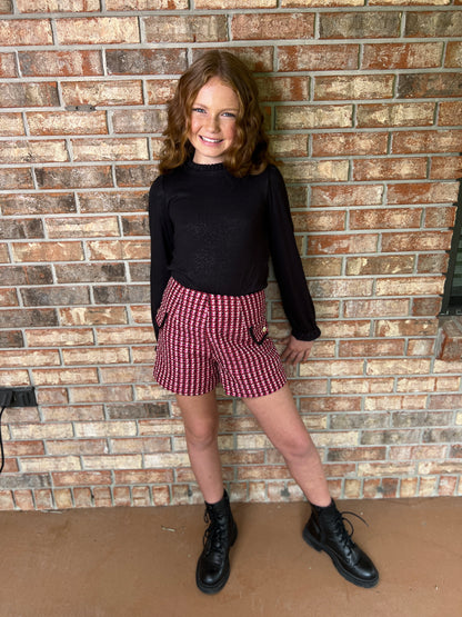 Plaid tweed shorts