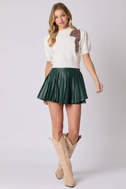 Overlap Detail Pleated Skort