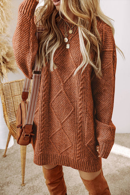 Cable Knit Drop Shoulder Loose Fit dress