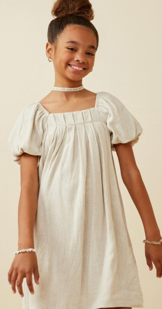 Perfect Puff Sleeve Box Pleat Dress